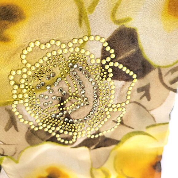 Kristina Ti Chic Small Beaded Silk Pants Italian Designer Floral Lined Colorful - Picture 4 of 9